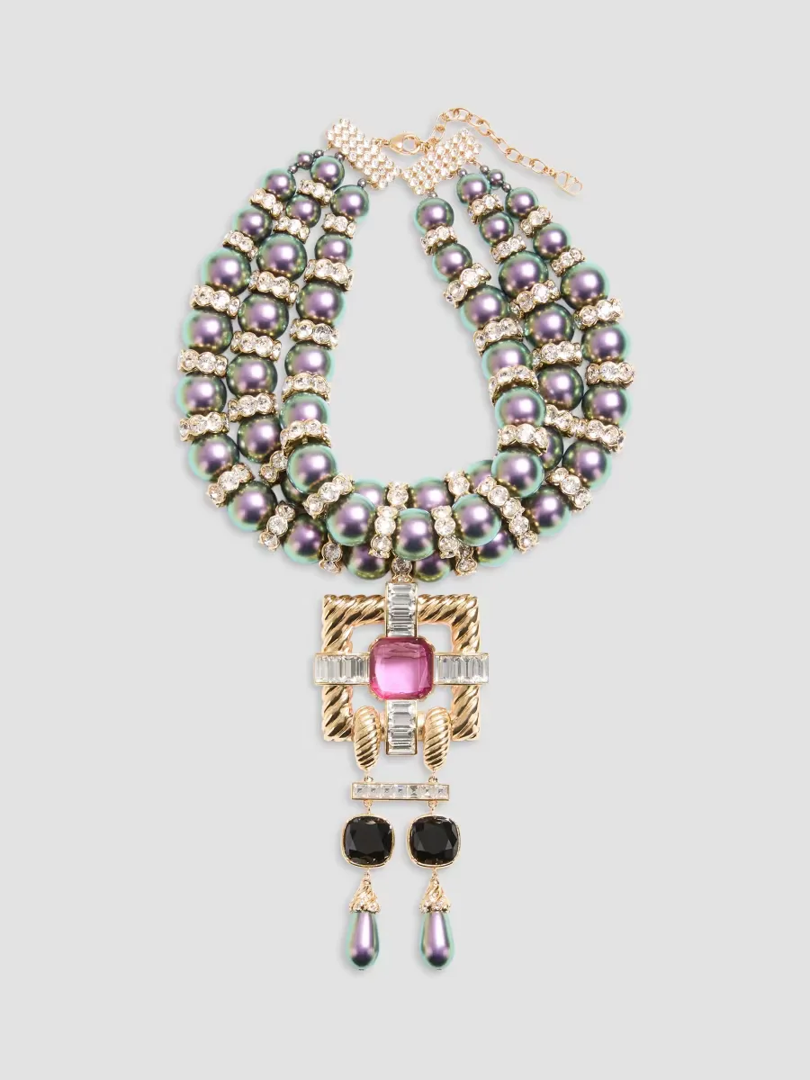 Hypergoutte Necklace in Metal and Resin with Crystals by Valentino