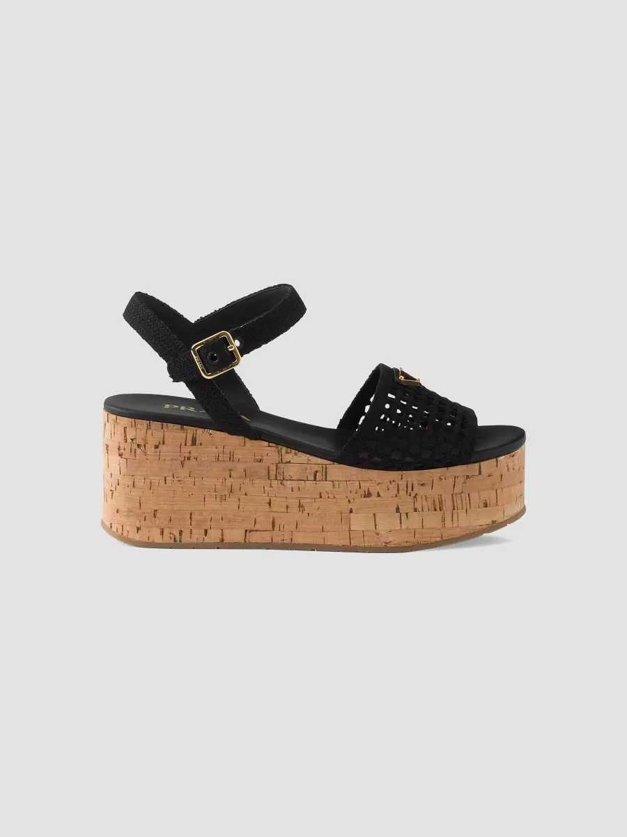 Crochet Wedge Platform Sandals by Prada