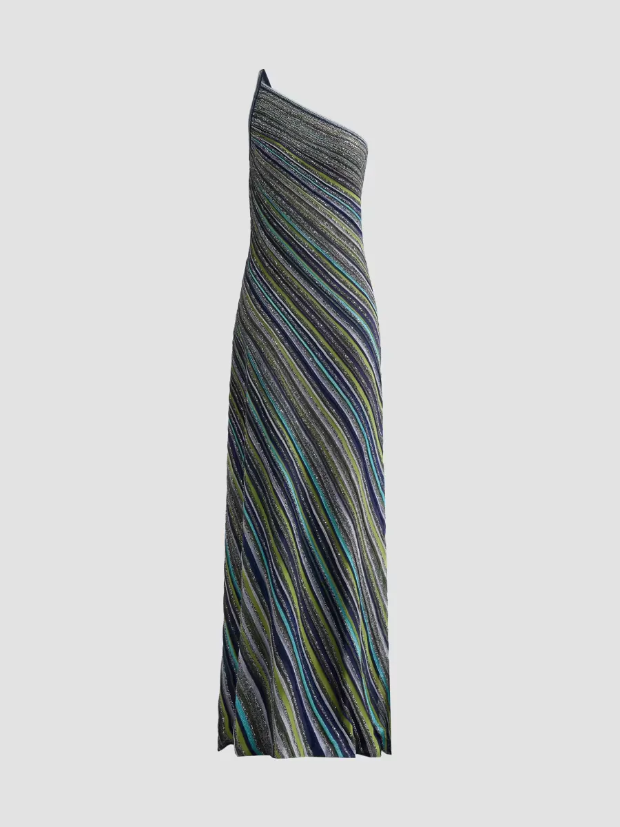 Chevron Stripe One-Shoulder Maxi Dress by Missoni