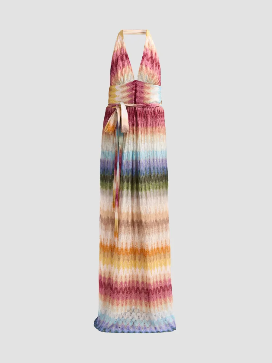 Chevron Stripe Halter Neck Maxi Dress by Missoni