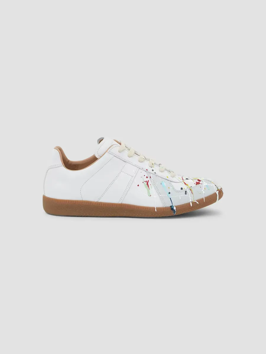 Replica Paint Splatter Leather Low-Top Sneakers by Maison Margiela