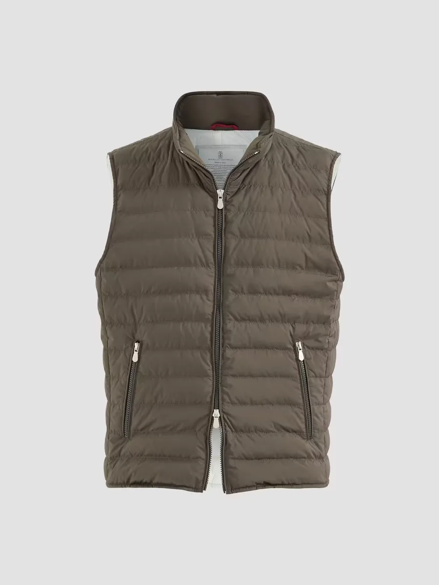 Lightweight Techno Fabric Down Vest by Brunello Cucinelli
