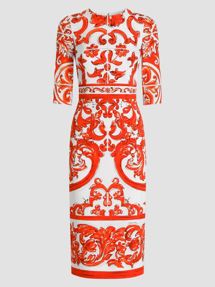 Majolica Silk-Blend Midi Dress