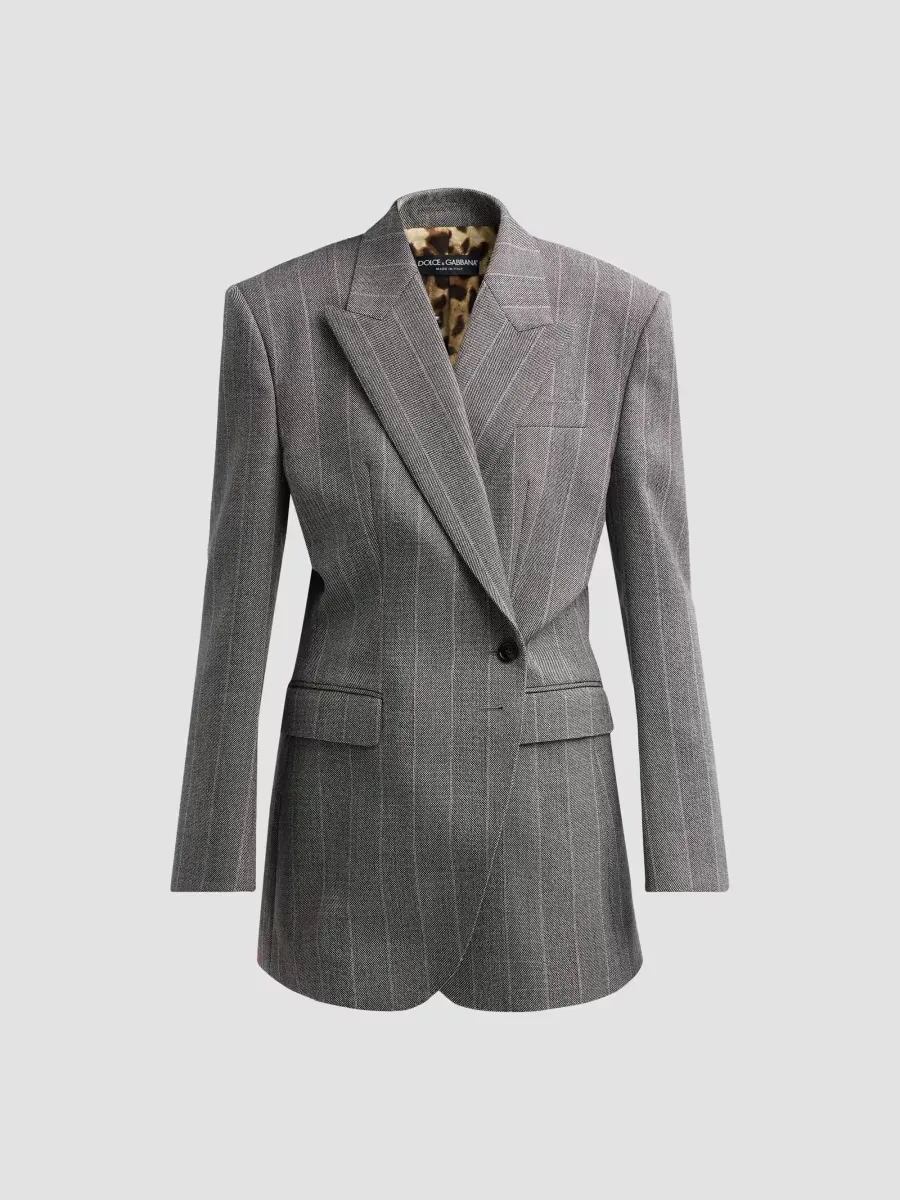 Pinstripe Wool Double-Breasted Jacket by Dolce & Gabbana