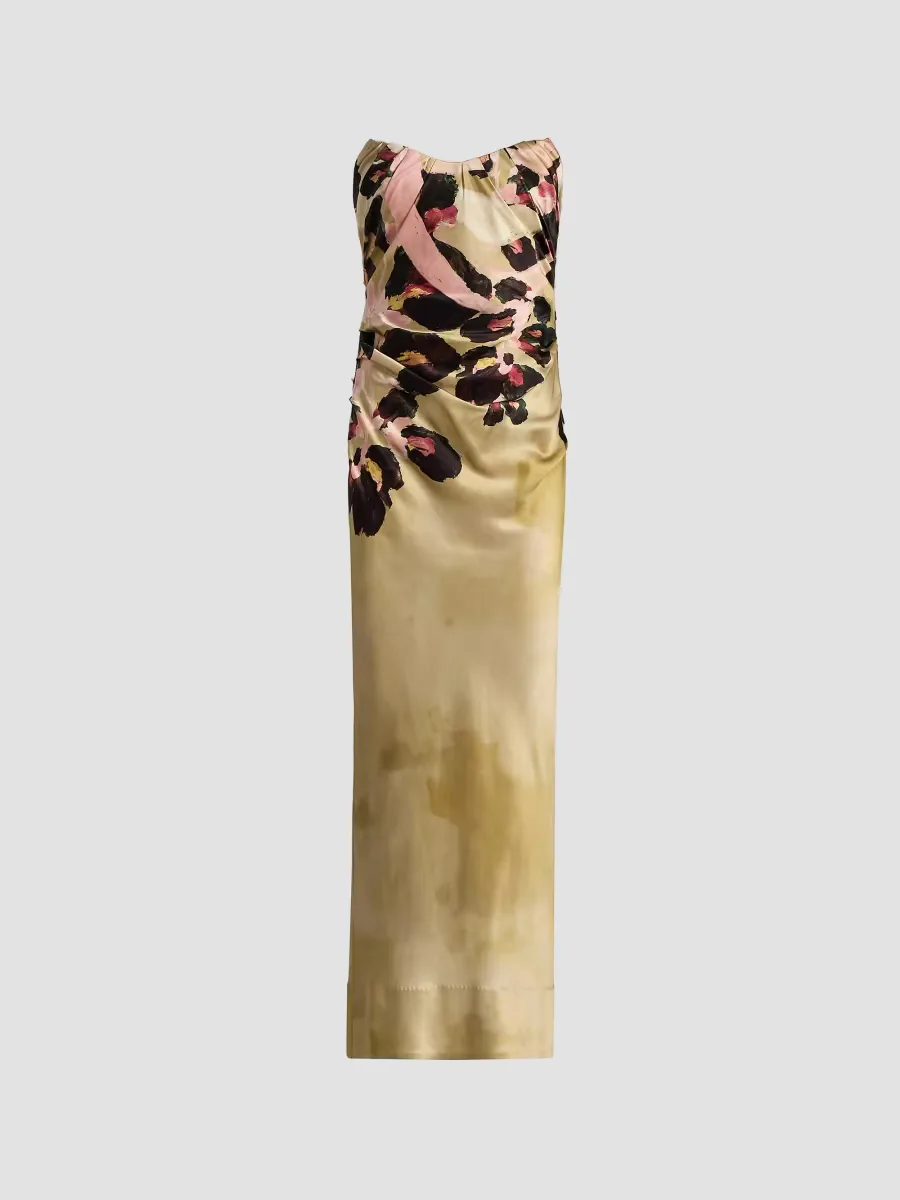 Bowers Floral Satin Maxi Dress