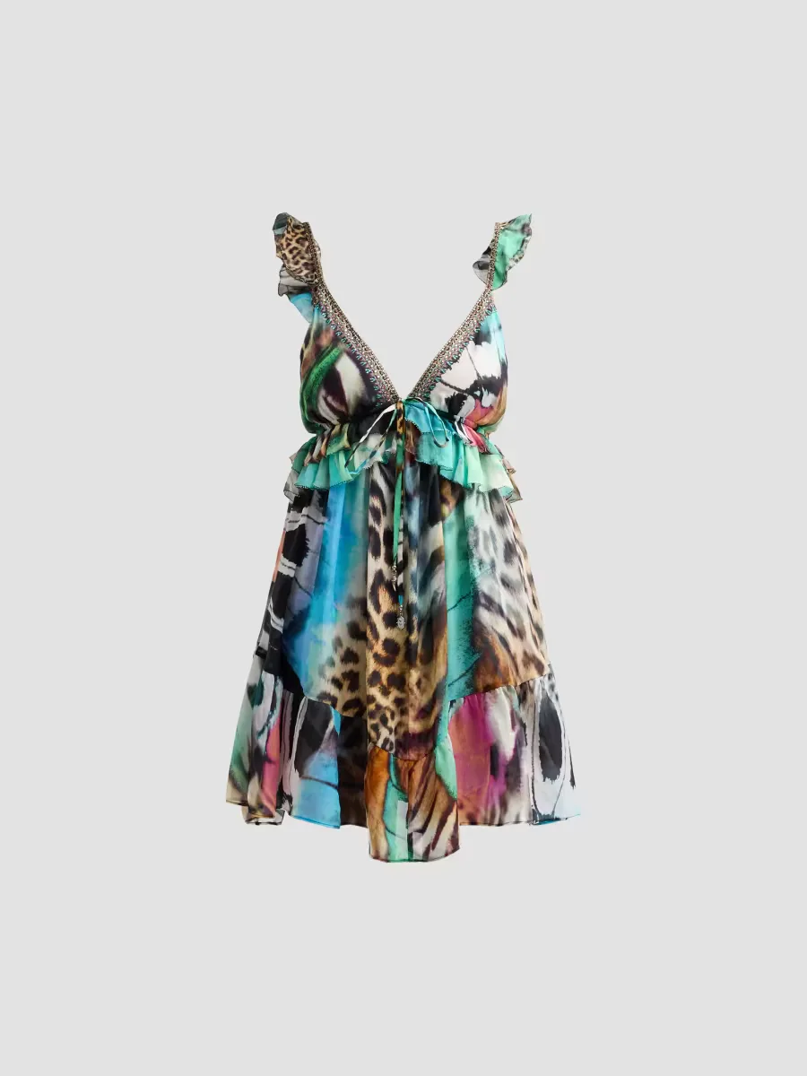 Curved Hem Ruffle Mini Dress by Camilla