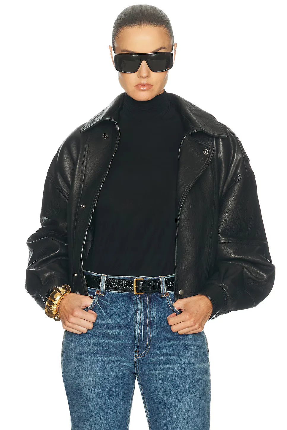 Oversized Leather Jacket by Saint Laurent