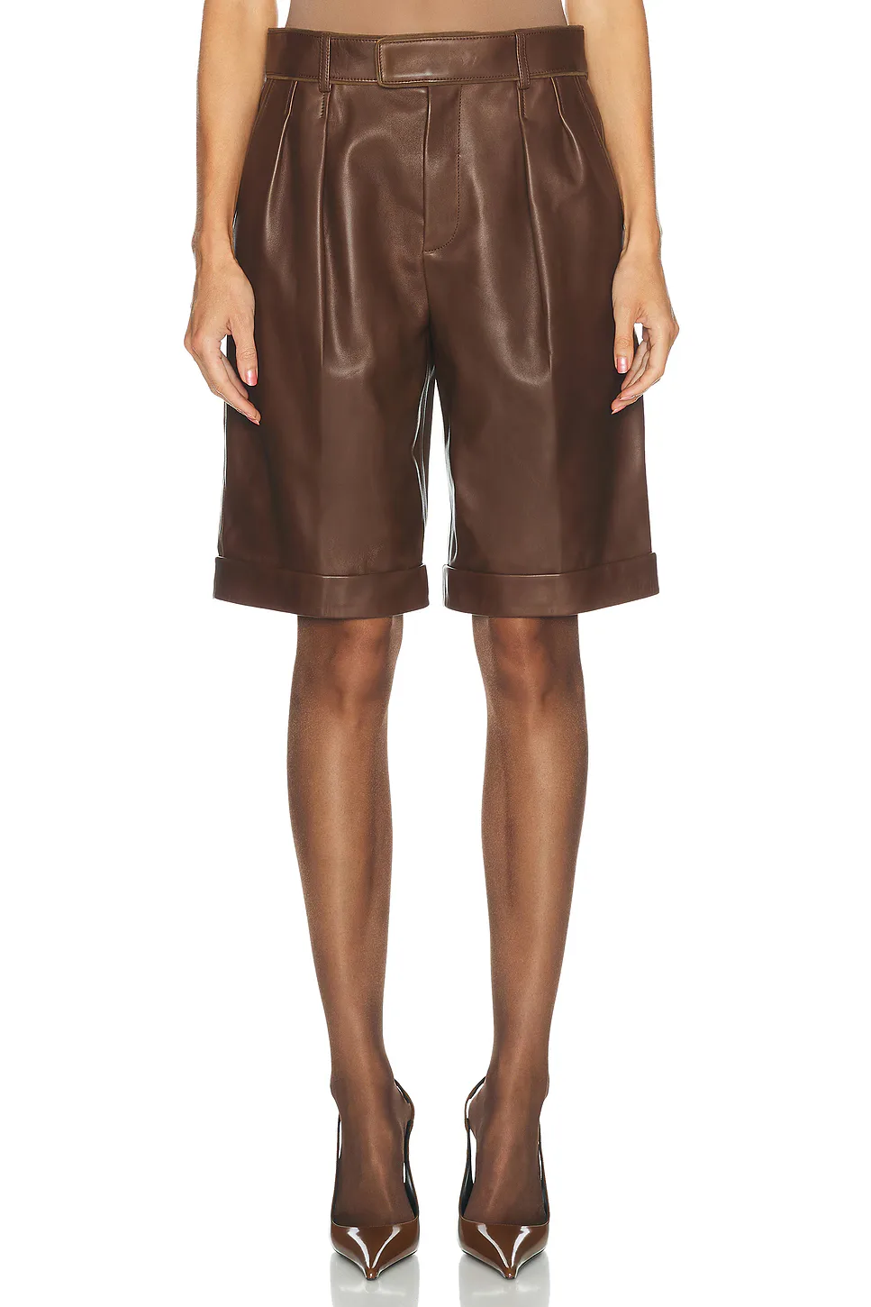 Leather Bermuda Short by Saint Laurent