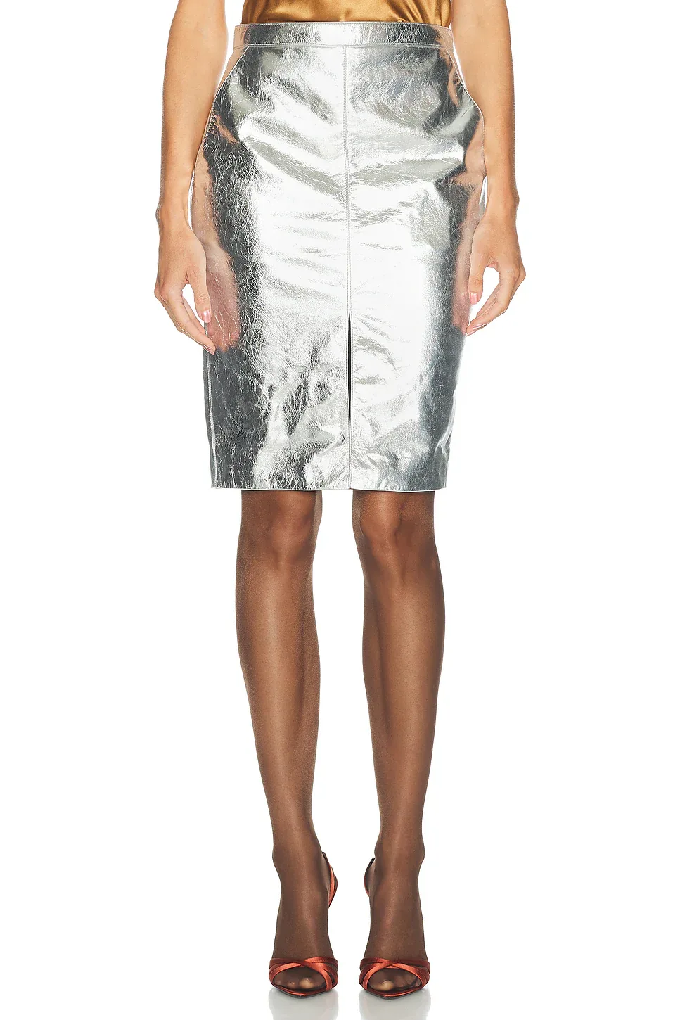 Leather Pencil Skirt by Saint Laurent