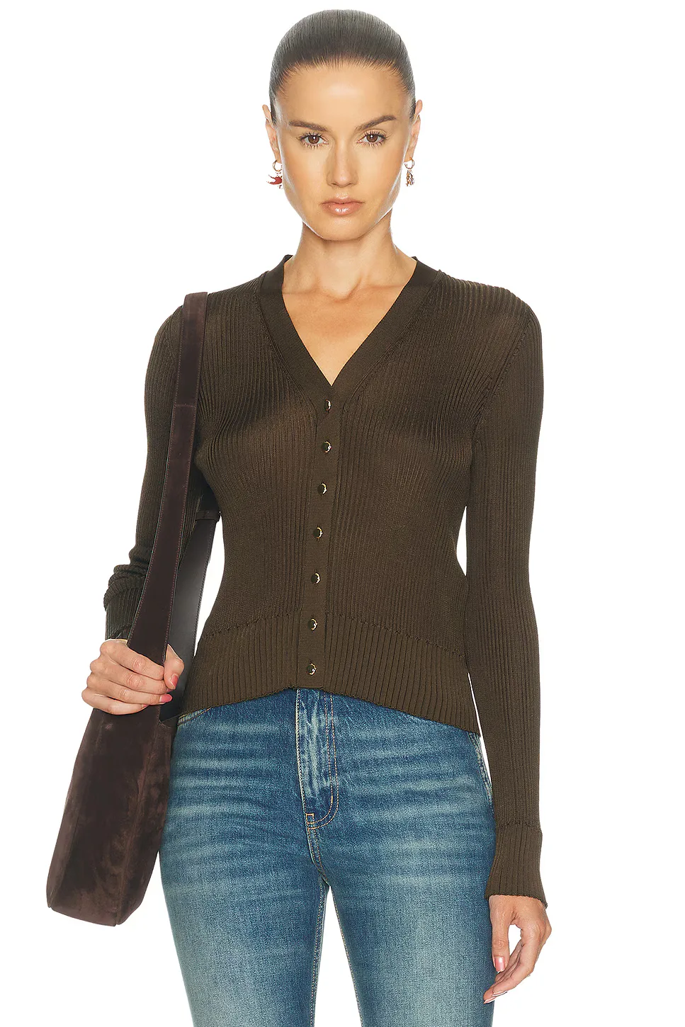 Knit Cardigan in Dark Green by Saint Laurent