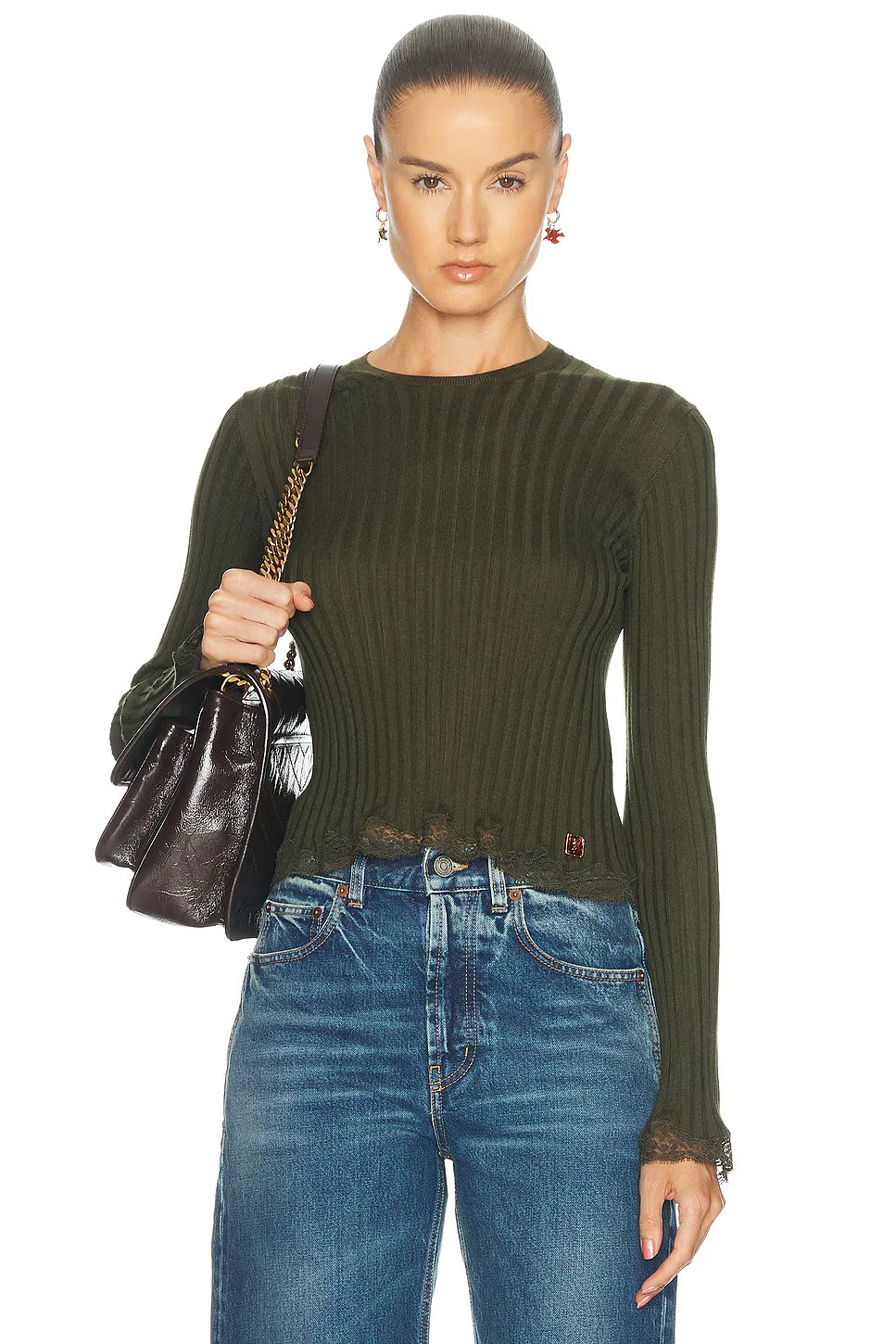 Lace Trimmed Sweater by Saint Laurent
