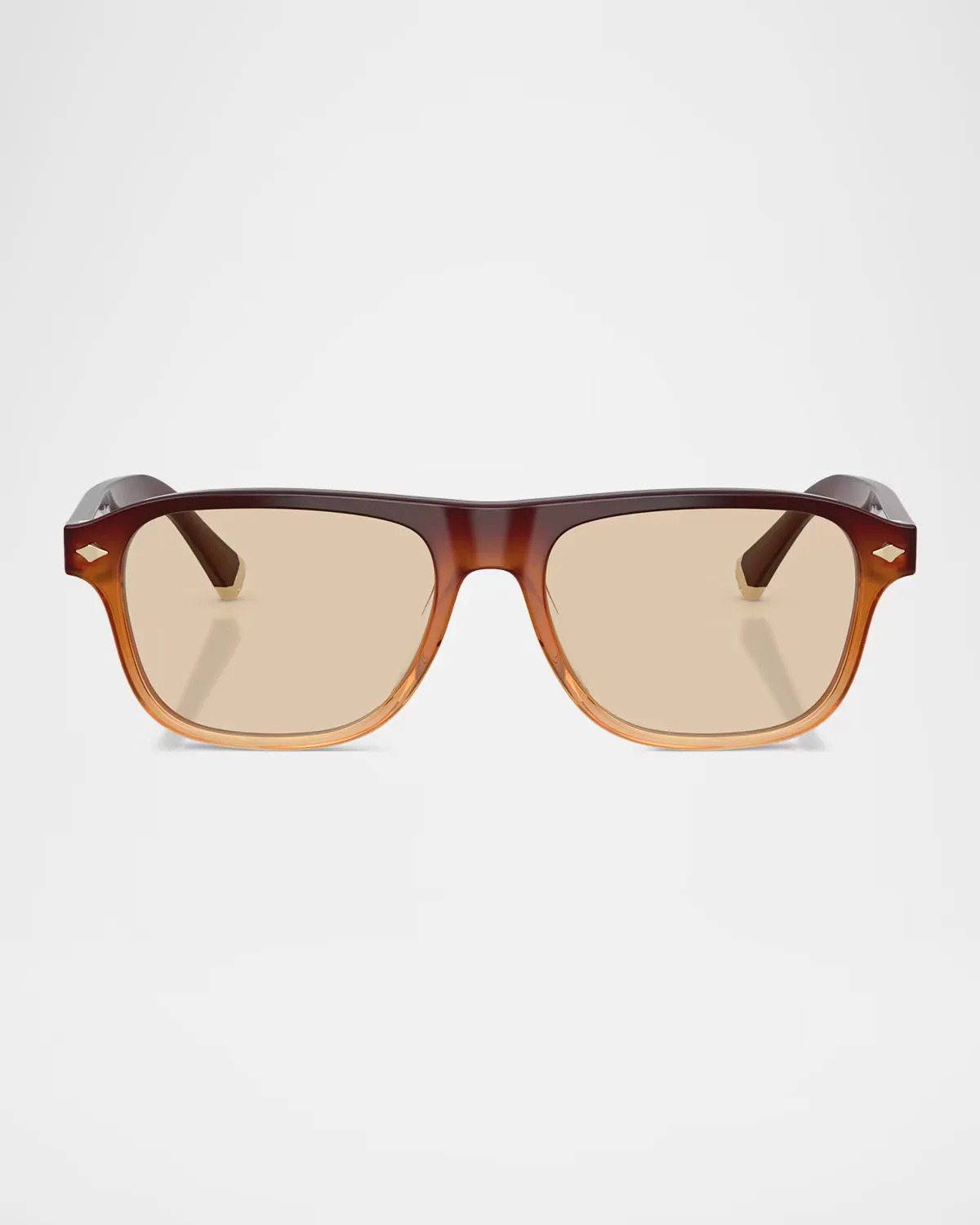 Intarsia Rays 55mm Rectangular Sunglasses by Brunello Cucinelli
