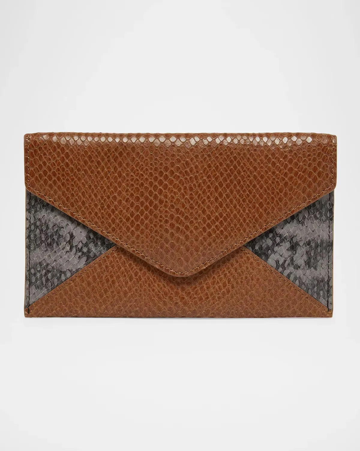 Snakeskin-Embossed Leather Envelope Pouch Bag by Dries Van Noten