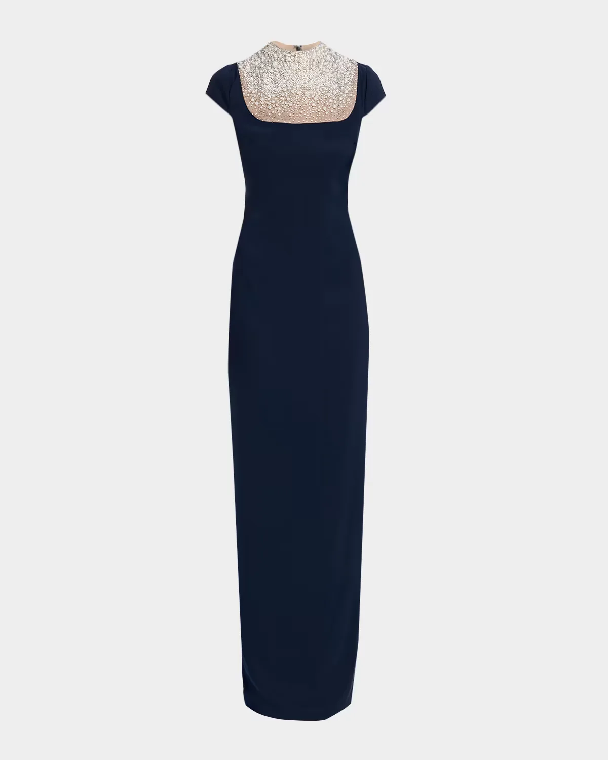 Rhinestone-Yoke Column Gown by Badgley Mischka