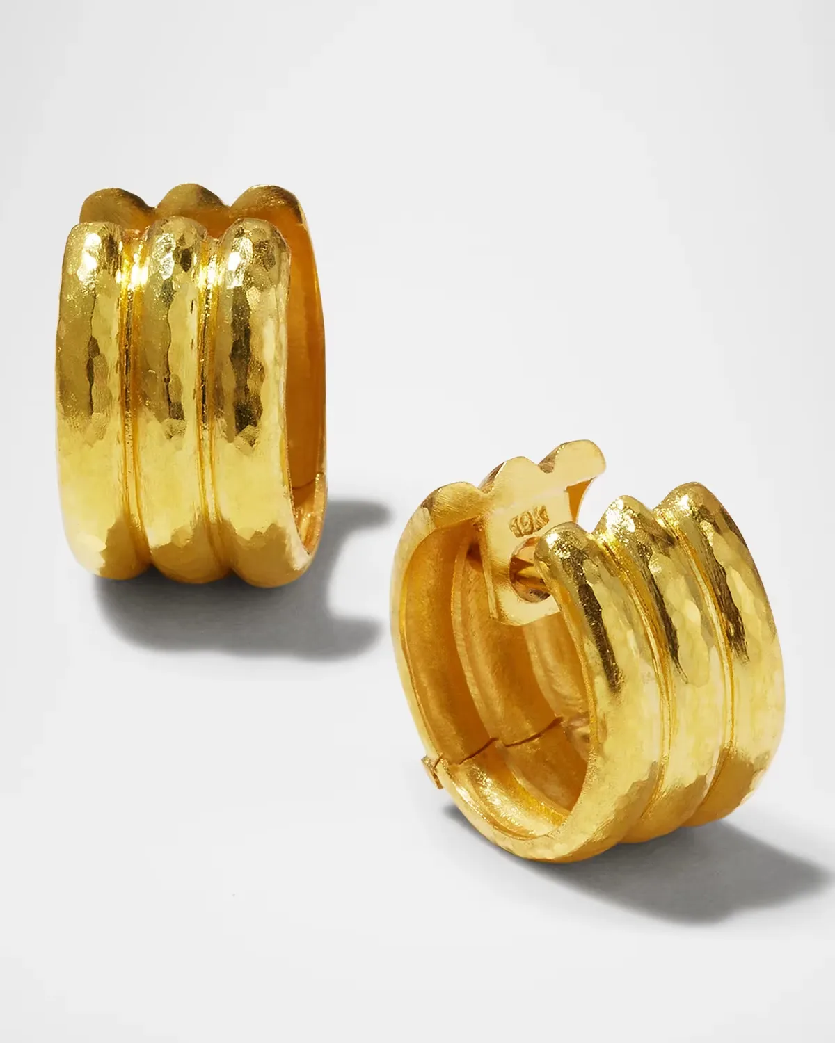 19K Gold Banded Hoop Earrings