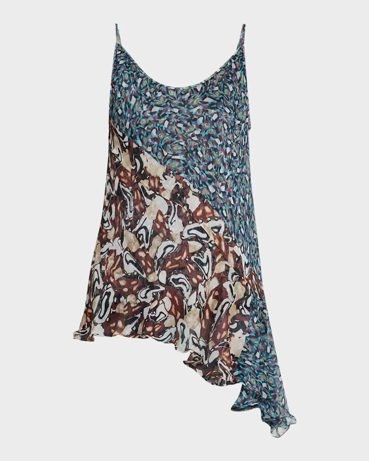 Crisanna Colorblock Silk Asymmetric Top by Dries Van Noten