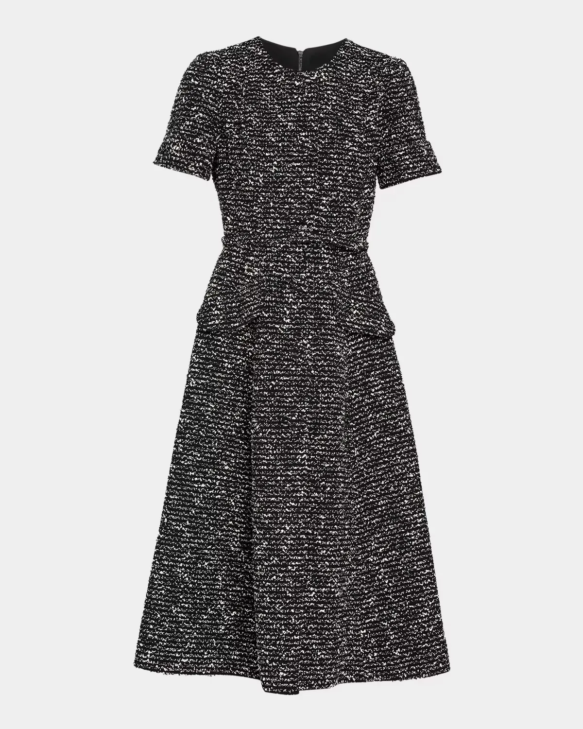 Metallic Tweed Belted Midi Dress