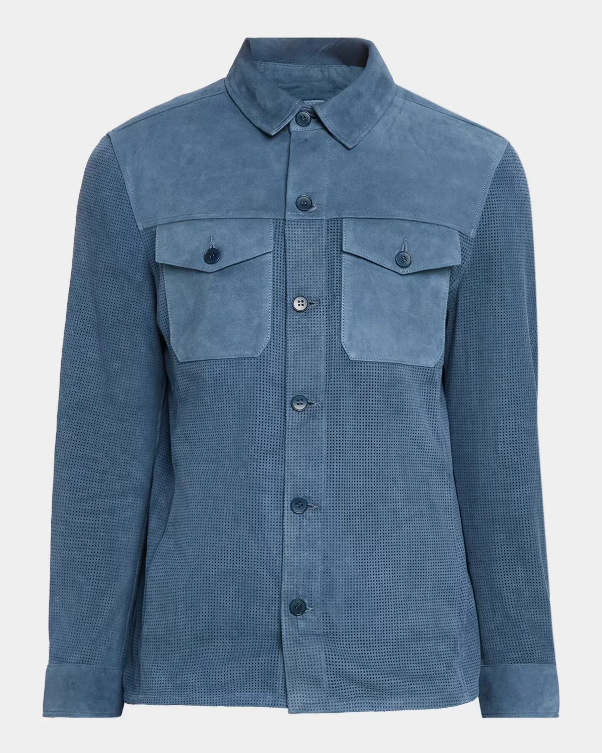 Perforated Suede Shirt Jacket by BUGATCHI