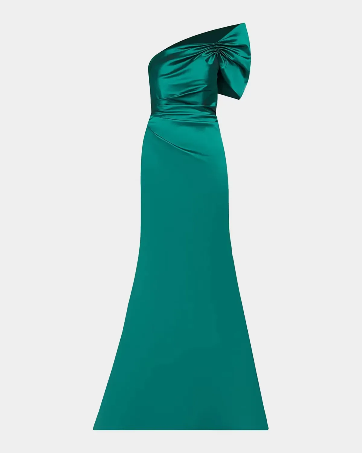 One Shoulder Ruched Taffeta Gown by Teri Jon