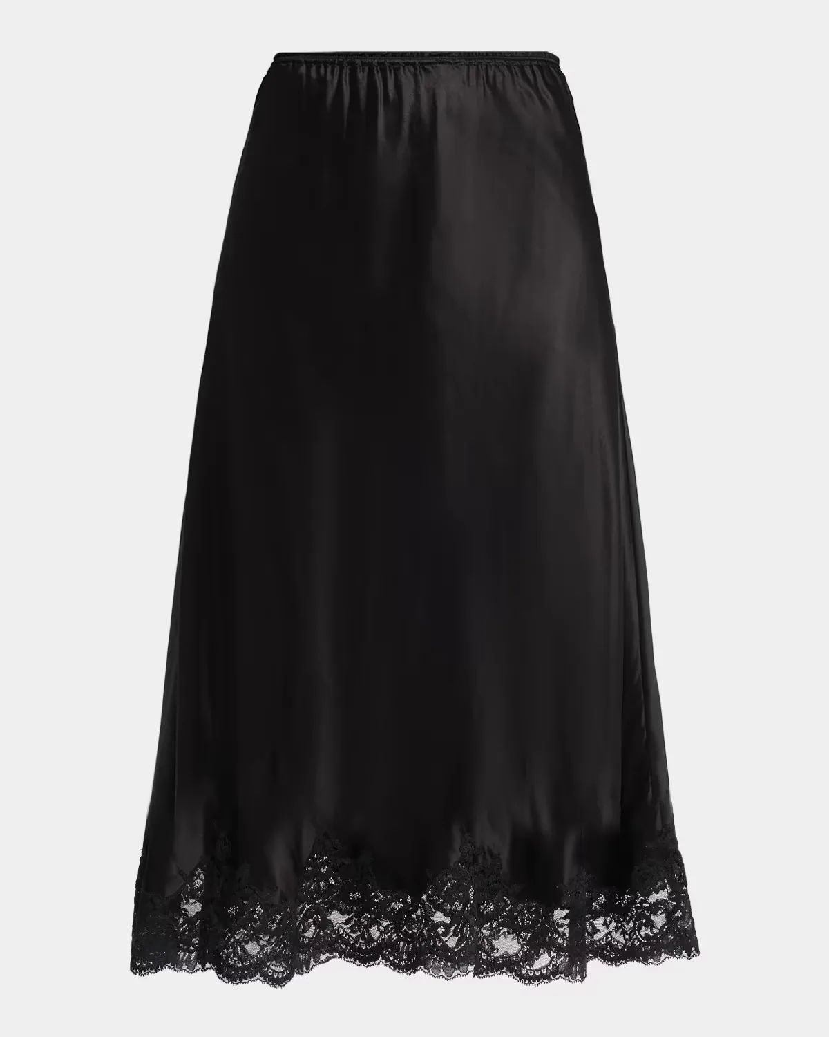 Lace-Trim Satin Midi Skirt by Rabanne