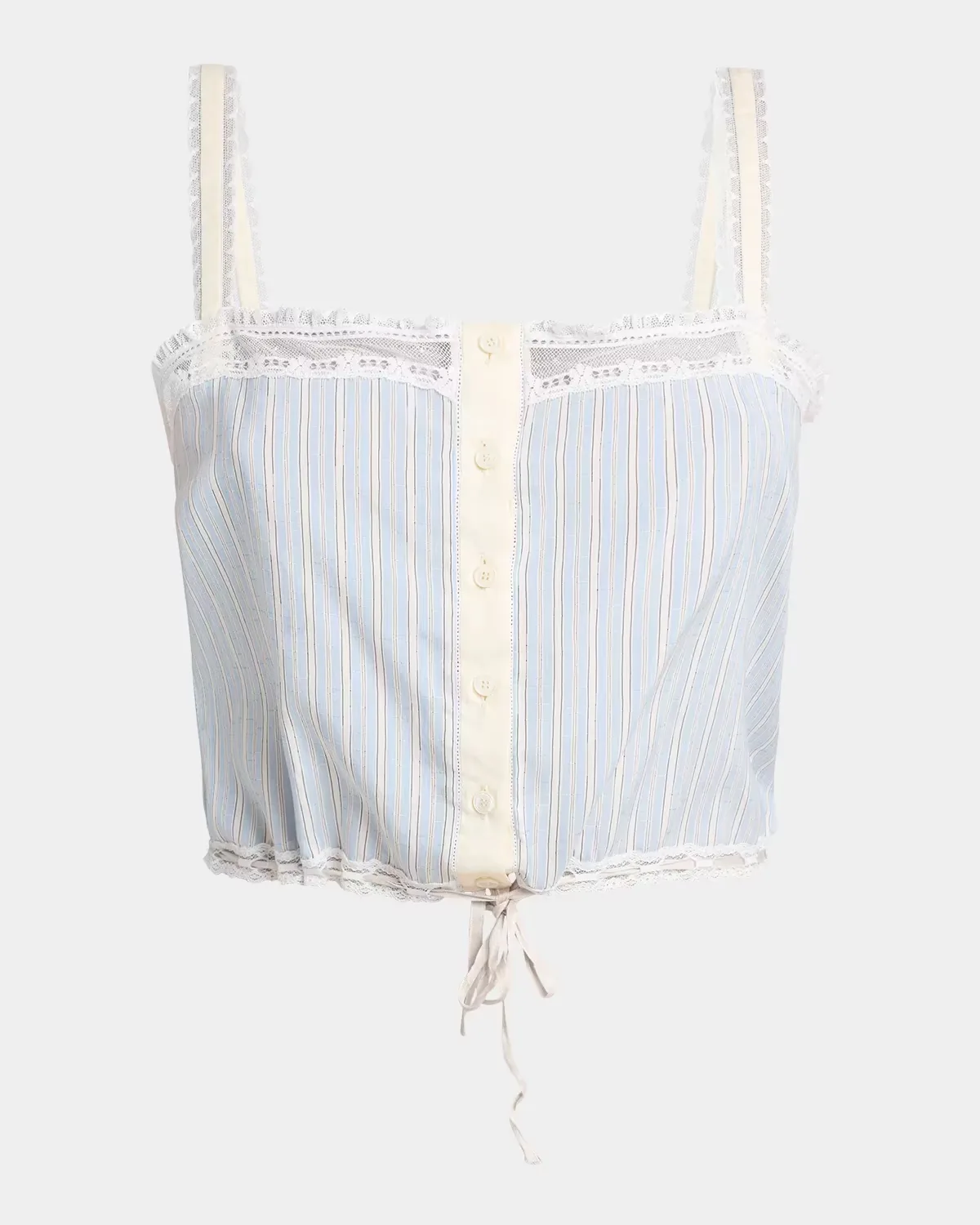 Lace-Trim Striped Silk Top by Chloé