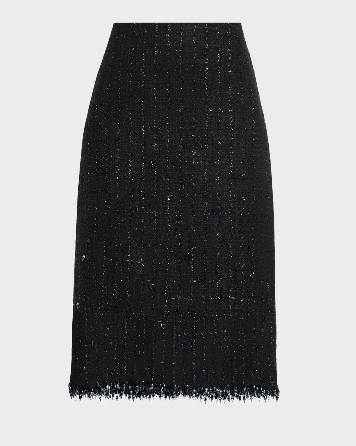 Alma Beaded Fringe Tweed Midi Skirt by Ungaro
