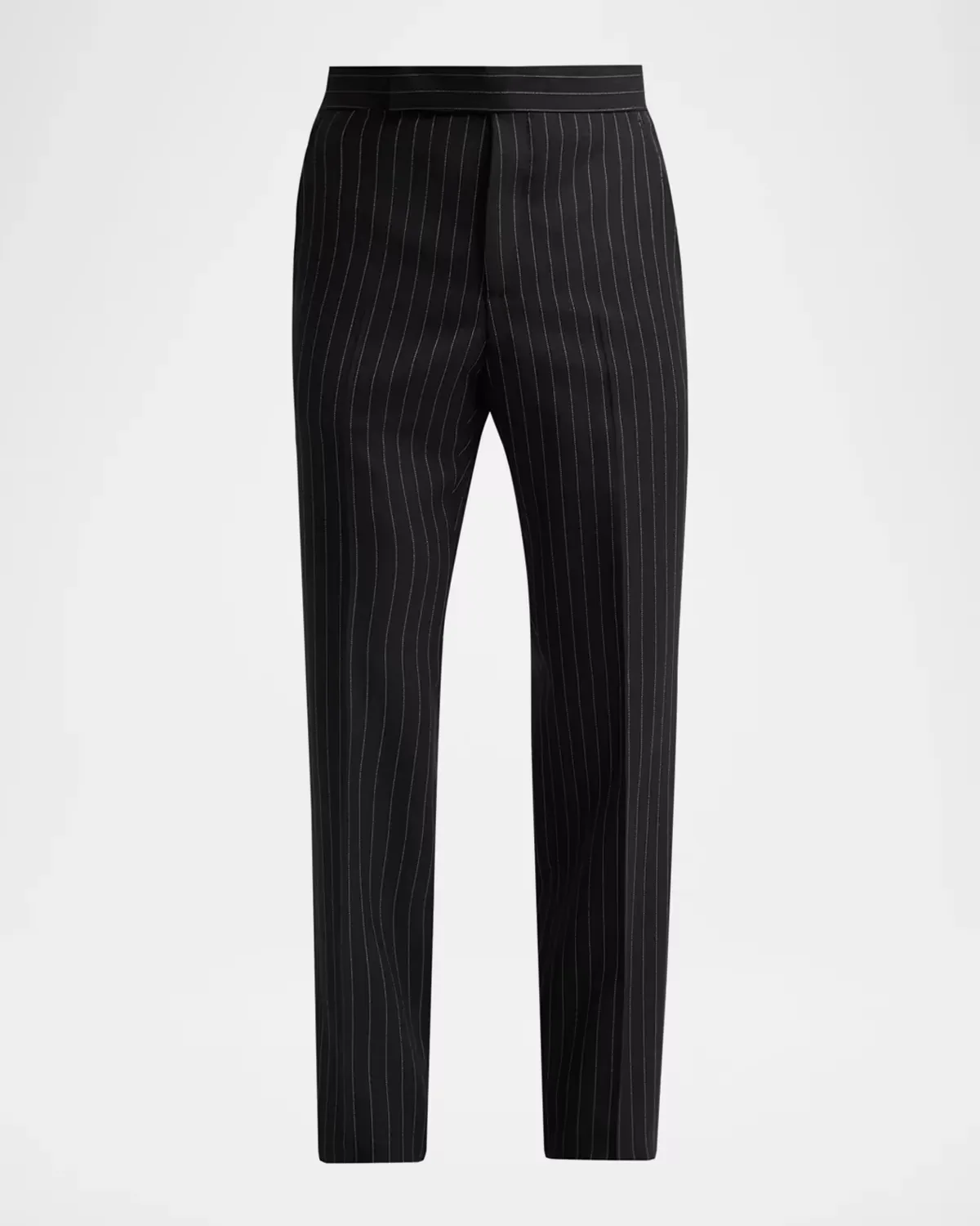 Pinstripe Slim Flat-Front Trousers by Tom Ford