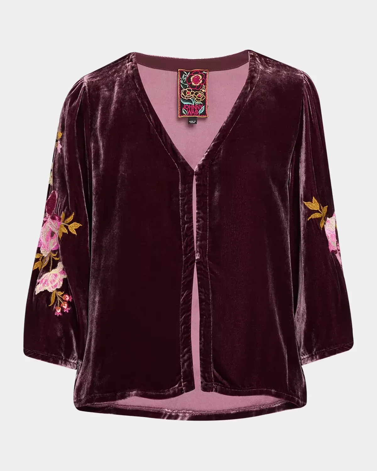 Floral-Embroidered Velvet Bolero by Johnny Was