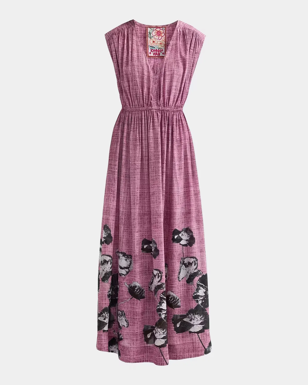 Monade Ruched Floral Silk Maxi Dress by Johnny Was