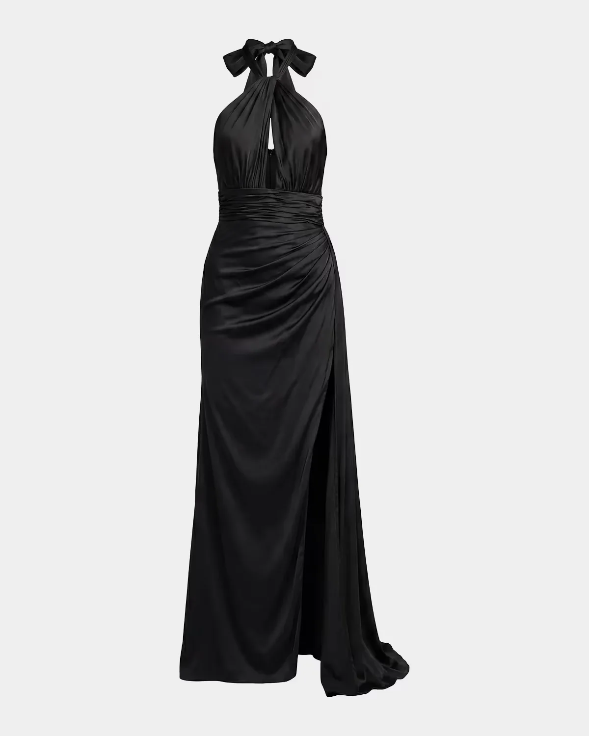 Satin Side-Slit Halter Gown by M.A.C.