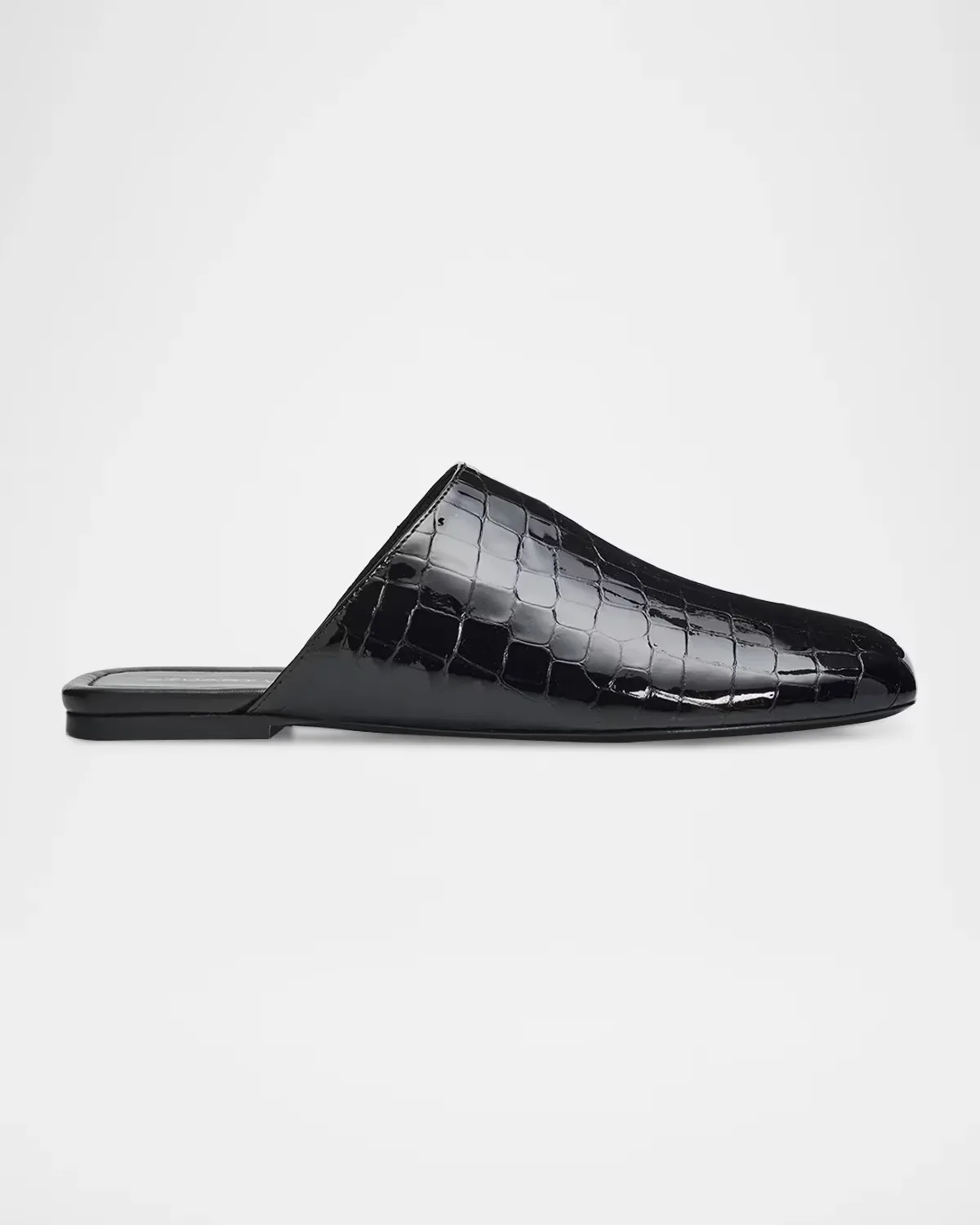 Tiff Croc-Embossed Patent Leather Mules by Stuart Weitzman