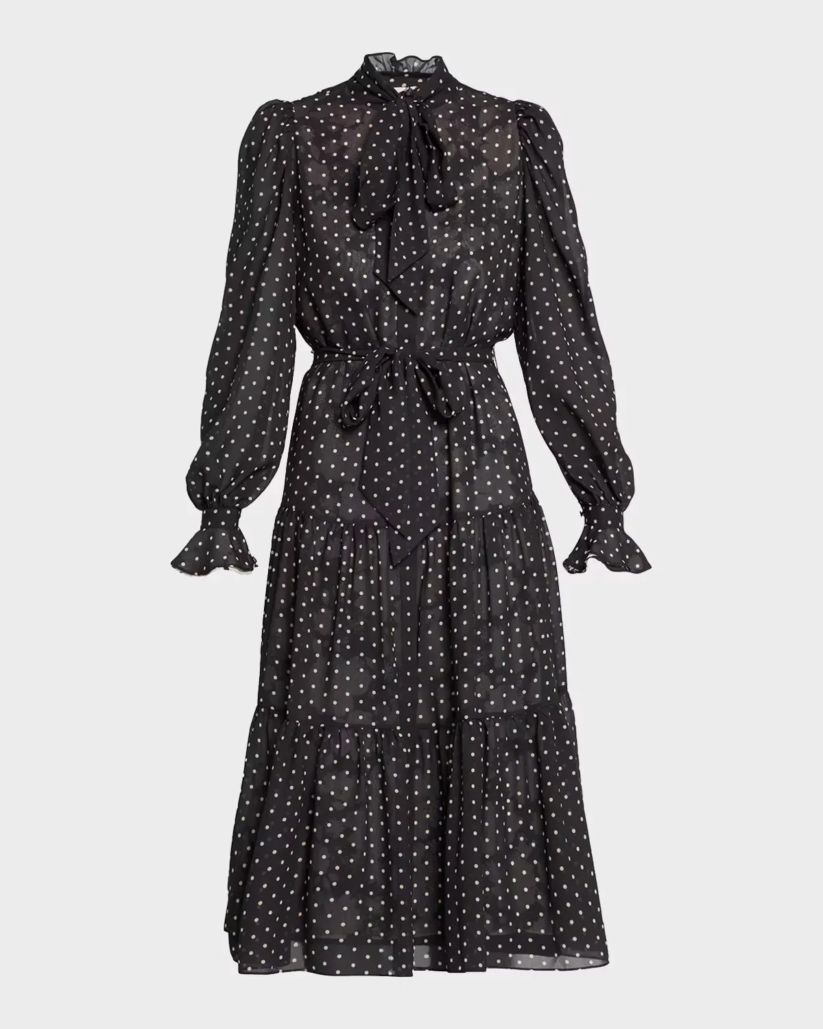 Erin Polka Dot Chiffon Midi Dress by Kobi Halperin