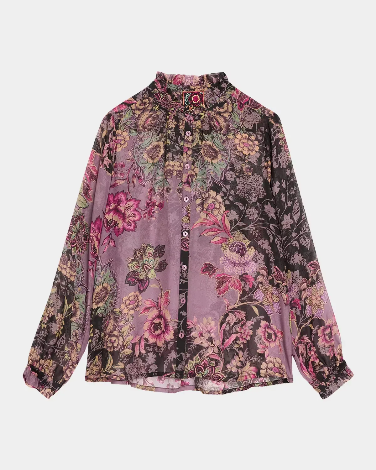 Pamela Floral-Print Silk Blouse by Johnny Was
