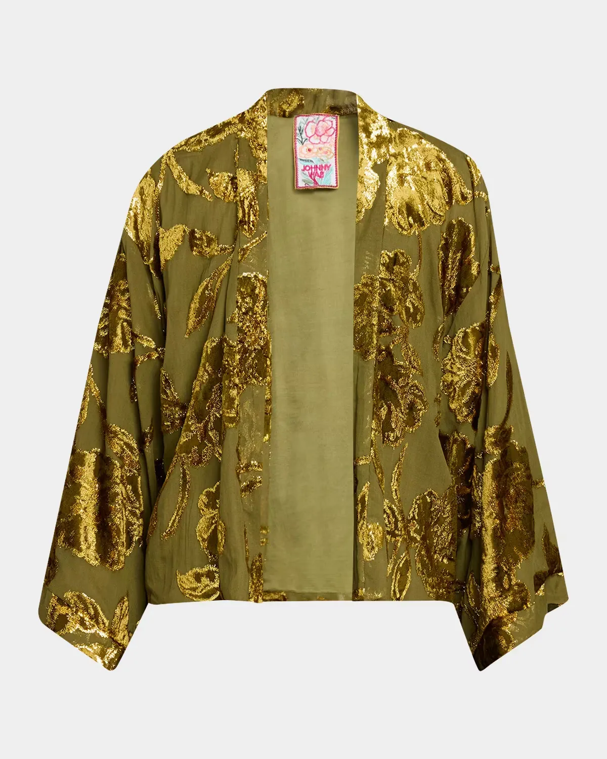 Shakri Short Floral Burnout Silk Kimono by Johnny Was