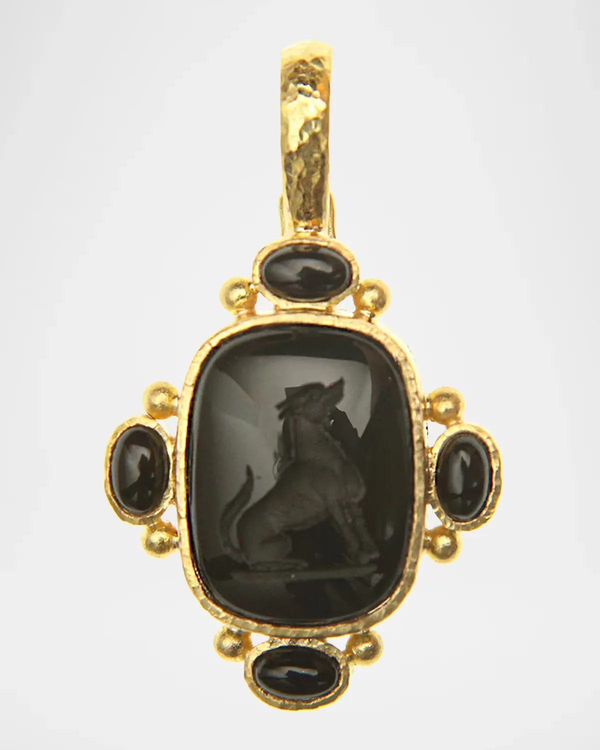 15x20mm Seated Whippet Cabochon Onyx Pendant by Elizabeth Locke