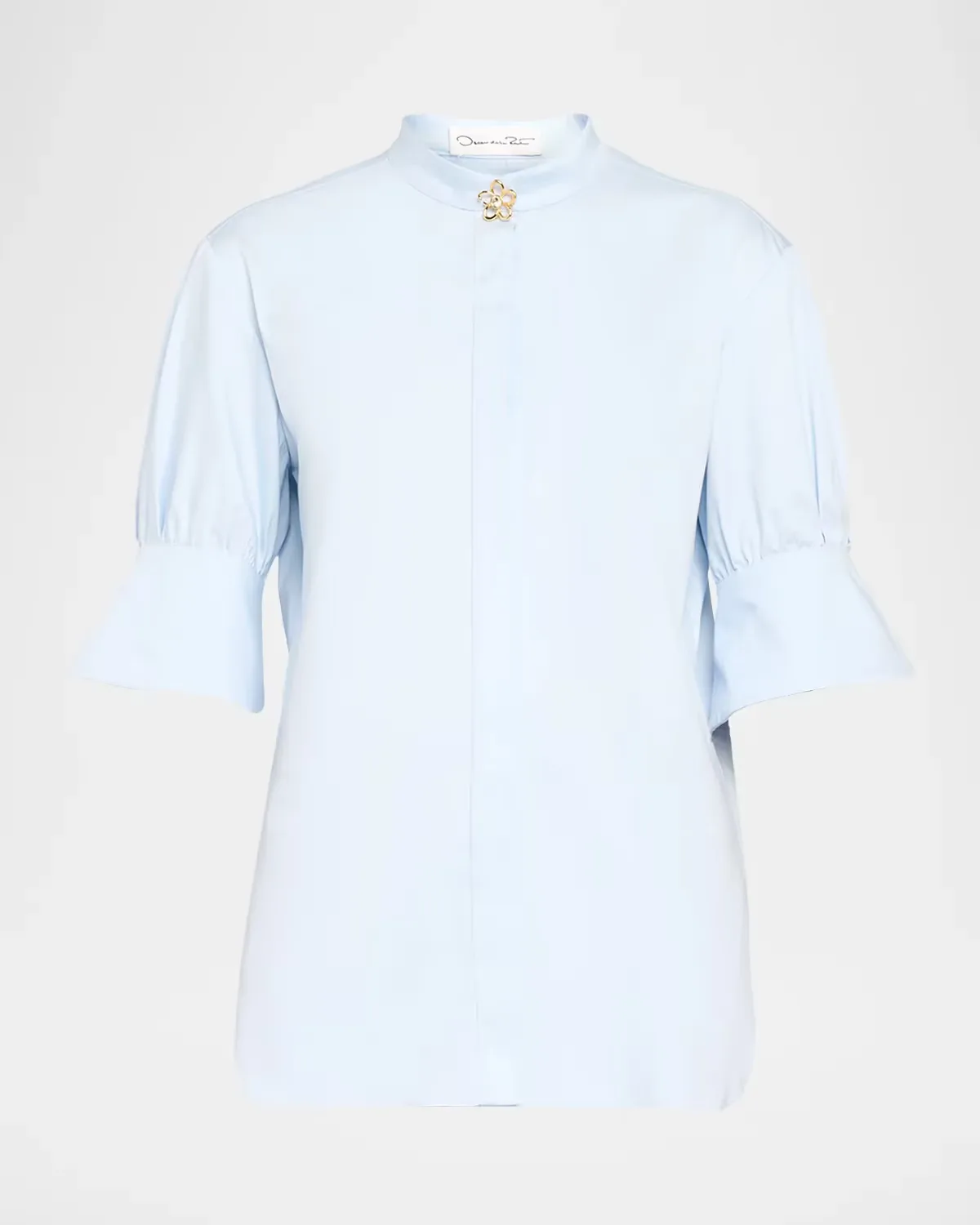 Short-Sleeve Cotton Poplin Button-Down Shirt by Oscar de la Renta