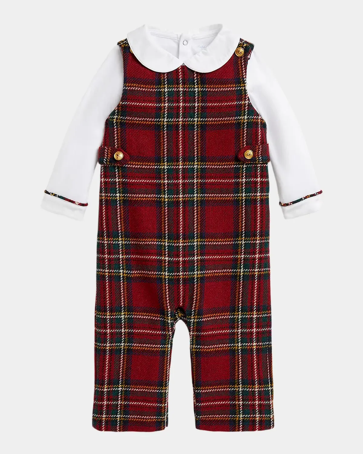 Bodysuit & Plaid Tweed Overalls Set by Polo Ralph Lauren
