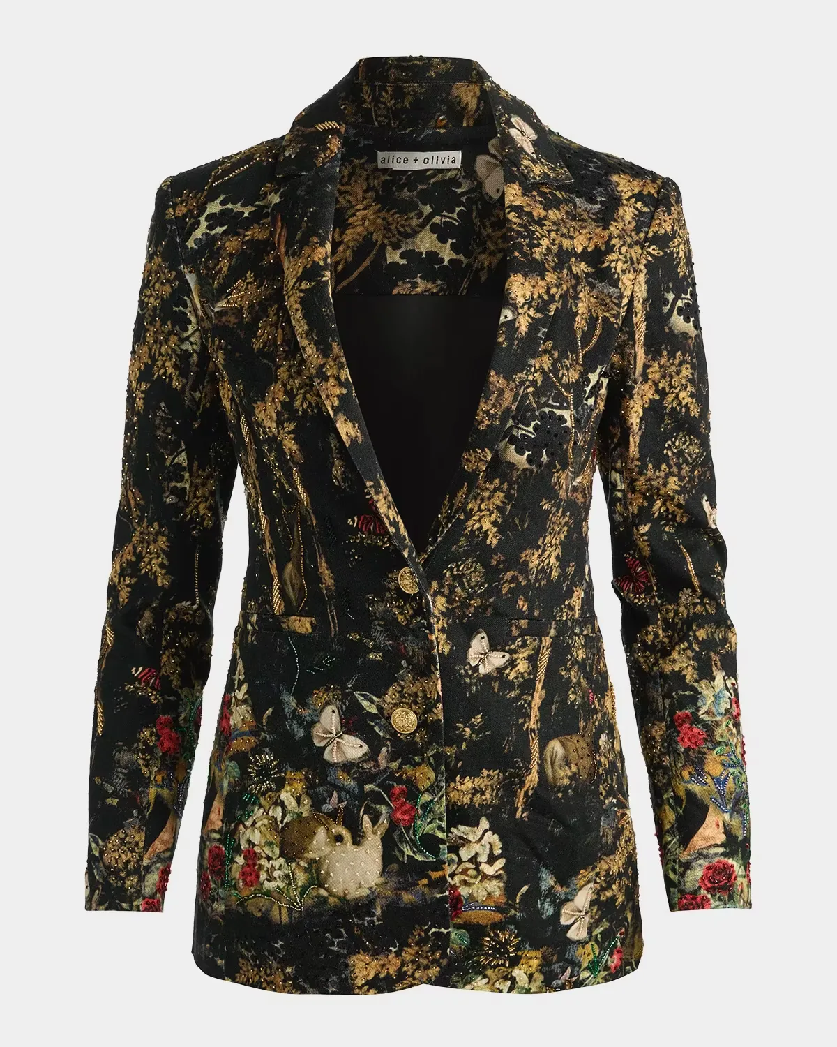 Breann Embroidered Denim Blazer by Alice + Olivia