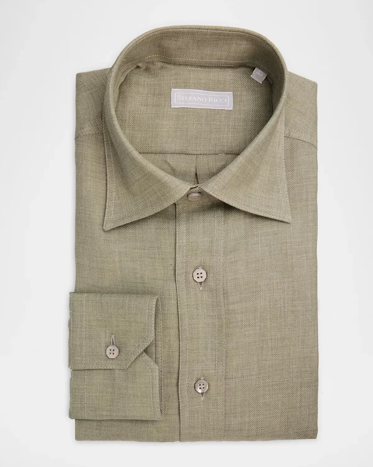 Solid Linen Twill Dress Shirt by Stefano Ricci