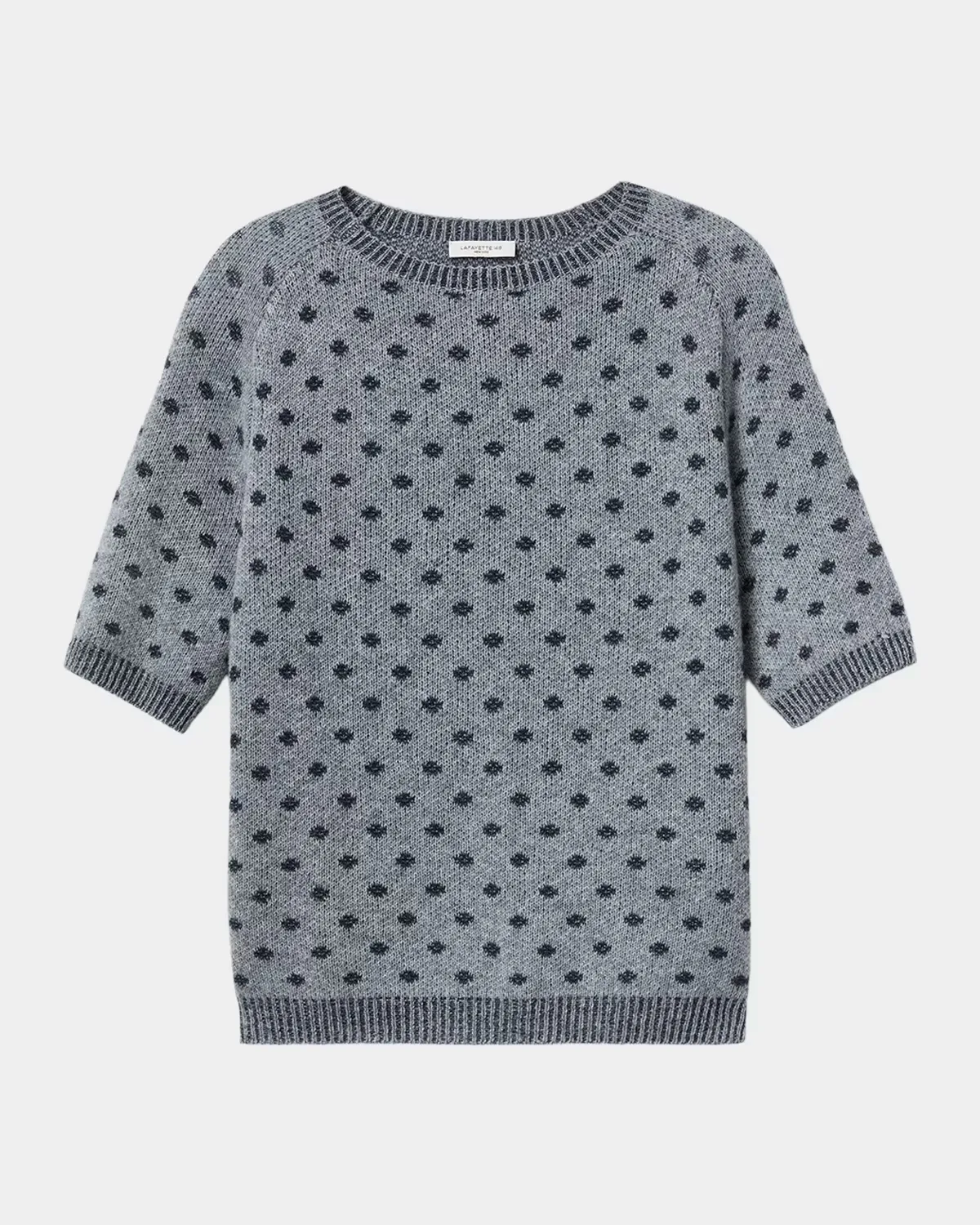 Crewneck Polka Dot Jacquard Knit Sweater by Lafayette 148 New York