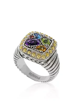 Effy Multi Colored Ring in Sterling Silver and 18K Yellow Gold by Effy