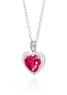 Created Ruby and White Sapphire Pendant Necklace in Sterling Silver, 18 In by Belk & Co