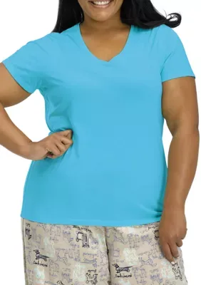Short Sleeve V-Neck Pajama T-Shirt by HUE