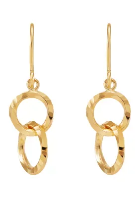 Hollow Grad Dangling Interlock Circle Earrings in 10K Yellow Gold by Belk & Co
