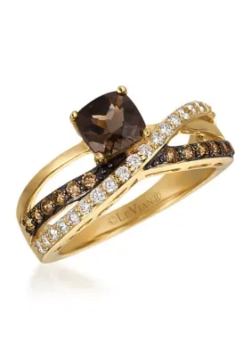 Le Vian 1/2 ct. t.w. Diamond and 3/4 ct. t.w. Smoky Quartz Ring in 14K Yellow Gold