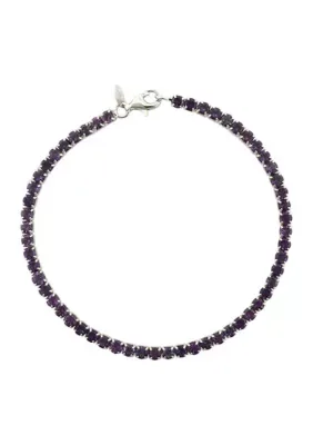 Amethyst 3 Millimeter Round Bracelet in Sterling Silver, 7.5 In by Belk & Co