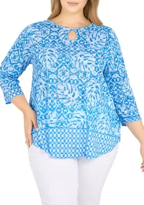 Knit Polynesian Print Top by Ruby Rd