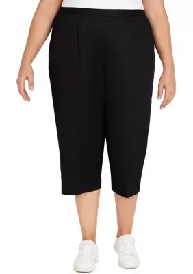 Classic Twill Buttoned Hem Capri Pants by Alfred Dunner