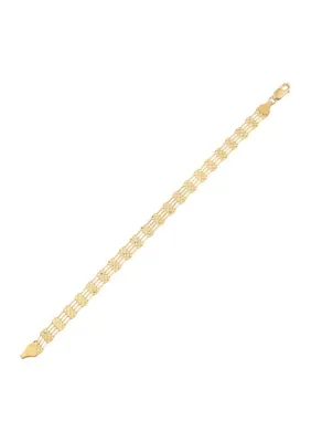 4 Row Mirror Station Link Bracelet in 14K Yellow Gold by Belk & Co