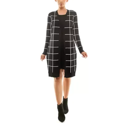 Nina Leonard Jewel Neck Long Sleeve Twofer Dress by Nina